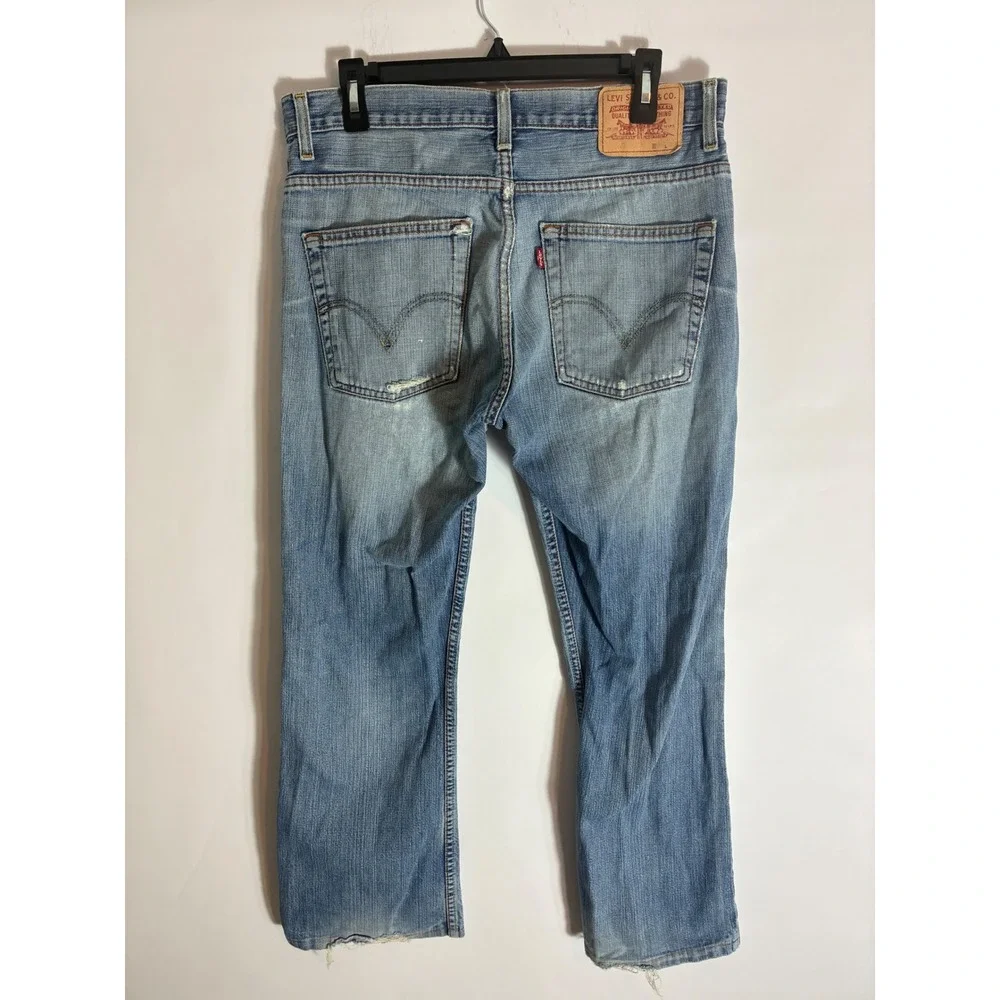 Levis 514 Straight Leg Jeans Light Wash Distressed Thrashed Skater Grunge 34x26
